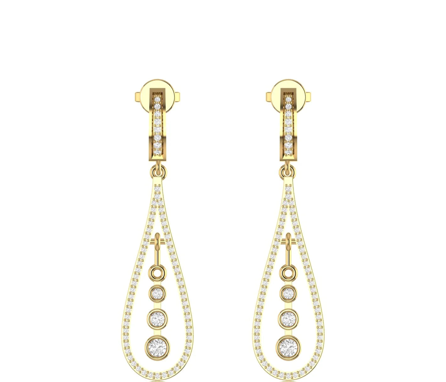 0.84 Carat Round Natural Diamond Dangling Earrings