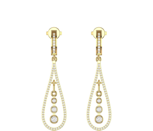 0.84 Carat Round Natural Diamond Dangling Earrings