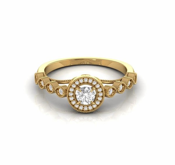 0.40 Carat Natural Diamond Vintage Halo Engagement Ring