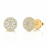 0.42 Carat Baguette and Round Natural Diamond Stud Earrings