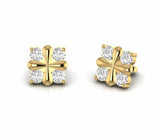 1.27 Carat Round Natural Diamond Floral Stud Earrings