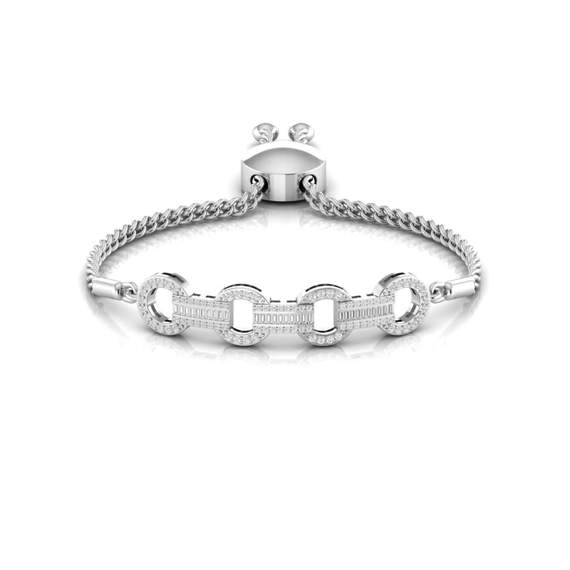 Baguette and Round Natural Diamond 1.26 CT Adjustable Bracelet