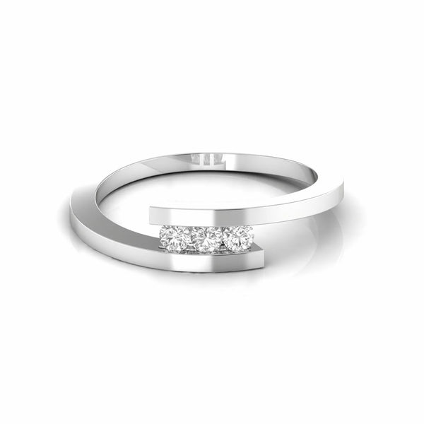 0.21 Carat Three Stone Natural Diamond Dainty Ring