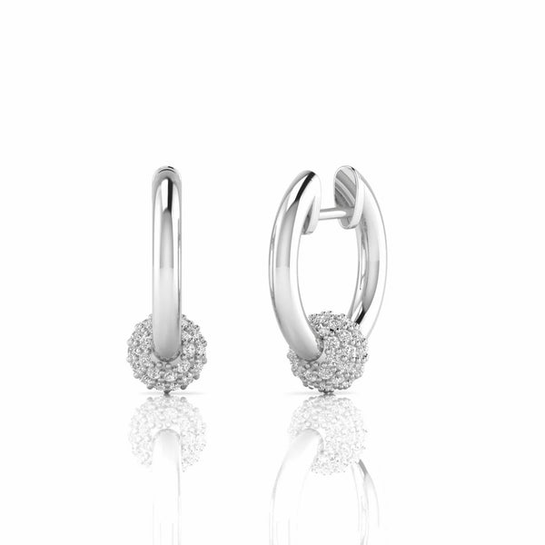 0.57 Carat Round Natural Diamond Huggie Earrings