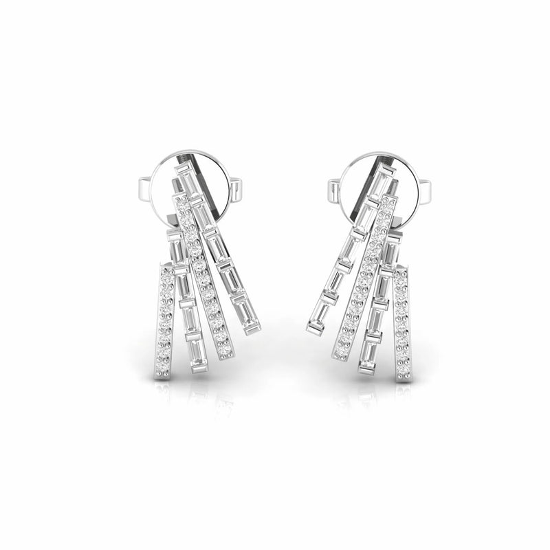 0.52 Carat Baguette and Round Natural Diamond Stud Earrings