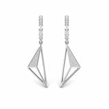 0.32 Carat Round Natural Diamond Dangling Earrings