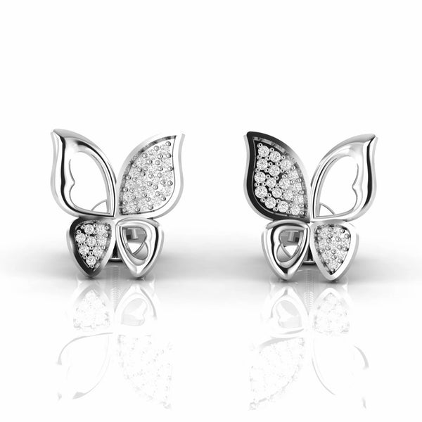 0.22 Carat Round Natural Diamond Butterfly Stud Earrings