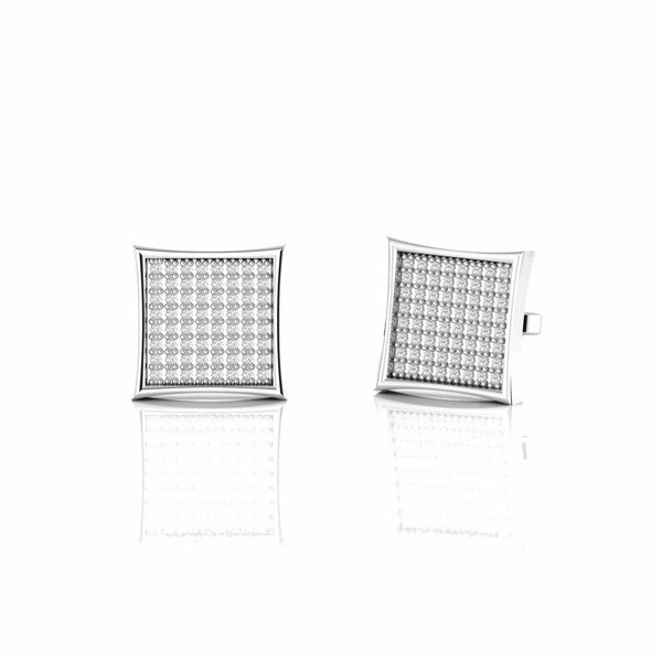 0.57 Carat Cluster Natural Diamond Square Stud Earrings