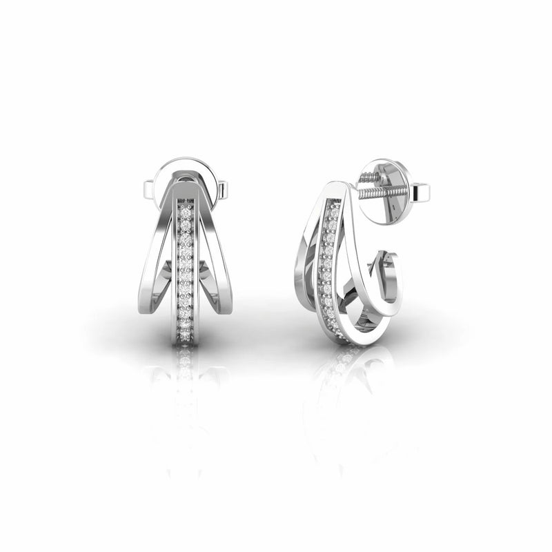 Designer Round Natural Diamond Open Vintage Huggie Earrings