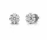 Round Natural Diamond Dainty Floral Stud Earrings