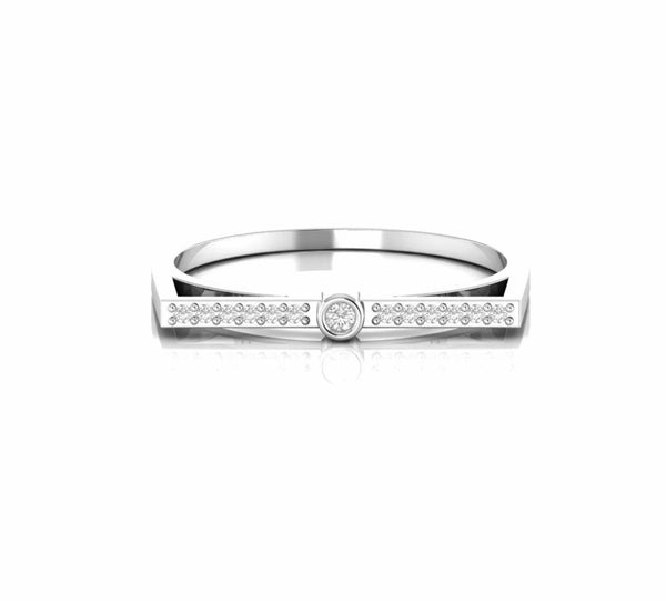 Round Natural Diamond Solid Gold Minimalist Wedding Ring