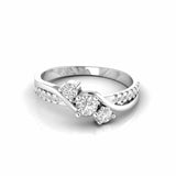 0.58 Carat Natural Diamond Three Stone Designer Engagement Ring