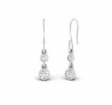 0.58 Carat Natural Diamond Bezel Set Dangling Earrings