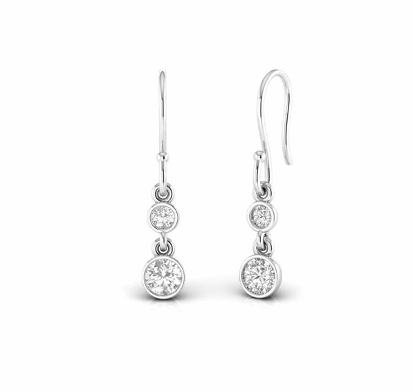 0.58 Carat Natural Diamond Bezel Set Dangling Earrings