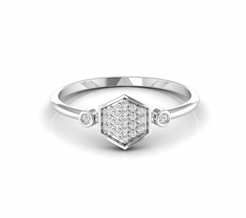 Cluster Round Diamond Dainty Antique Engagement Ring