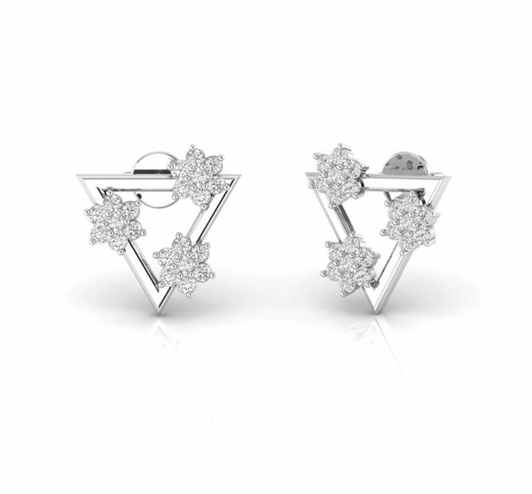 0.75 Carat Natural Diamond Floral Stud Earrings