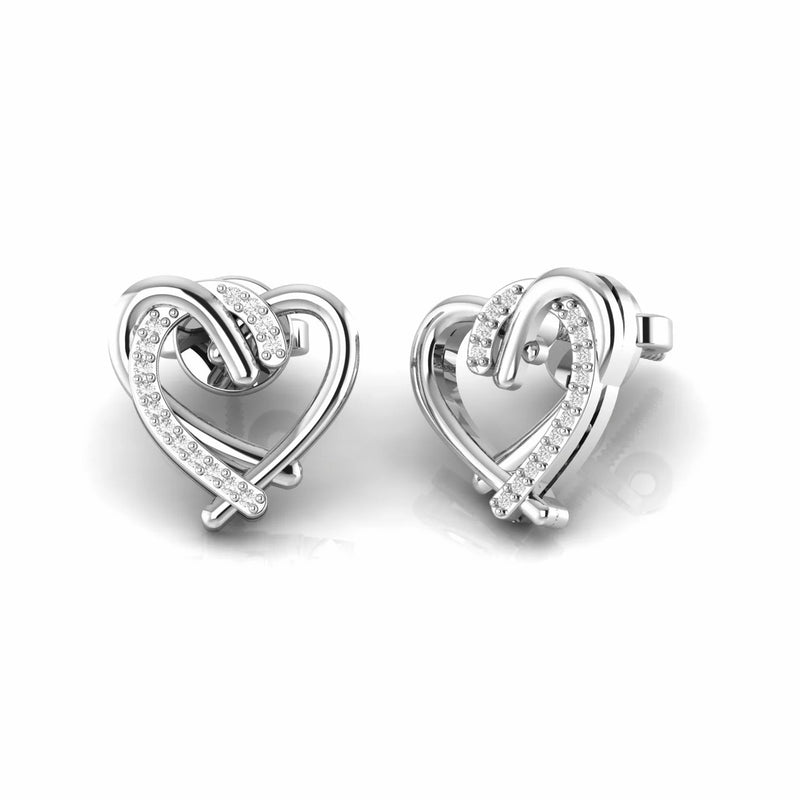 Natural Diamond Solitaire Dainty Stud Heart Shape Earrings