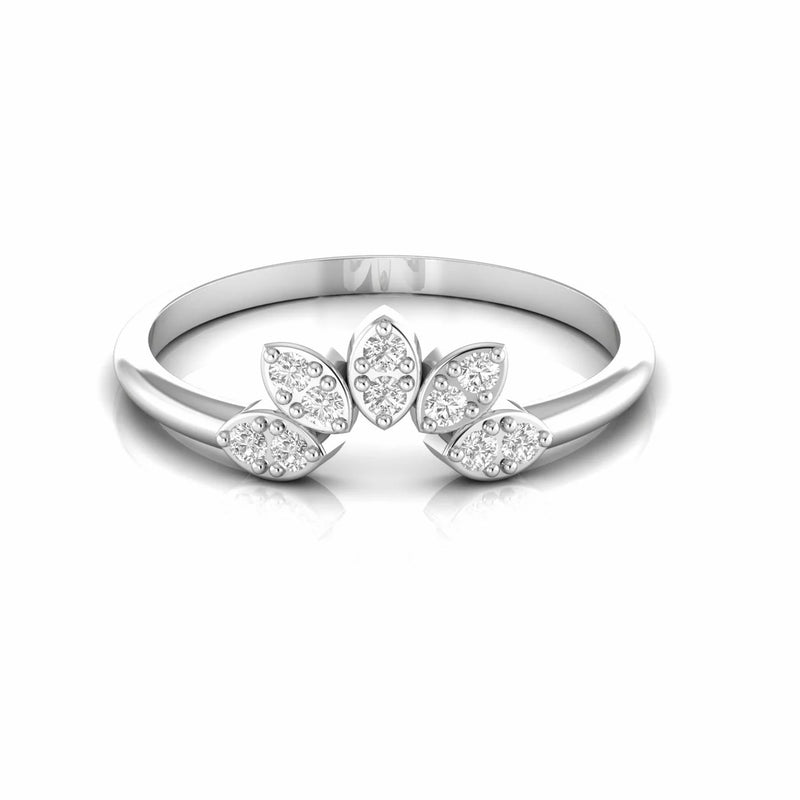 0.18 Carat Natural Diamond Floral Minimalist Wedding Ring