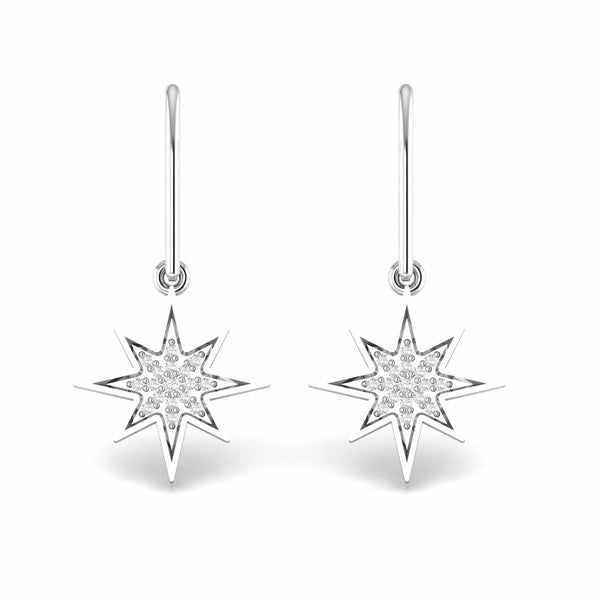 0.16 Carat Natural Diamond Star Dangling Earrings