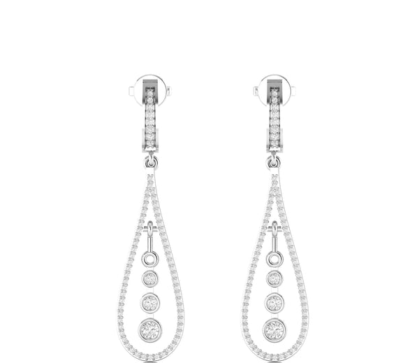 0.84 Carat Round Natural Diamond Dangling Earrings