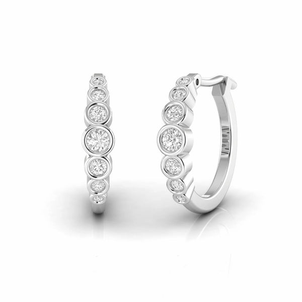 0.17 Carat Bezel Set Natural Diamond Huggie Earrings