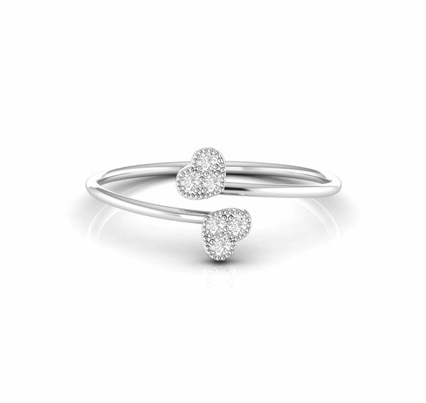 Round Natural Diamond Open Heart Engagement Ring