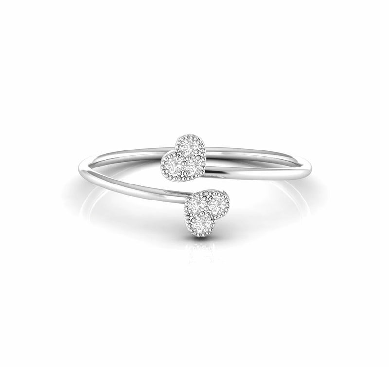 Round Natural Diamond Open Heart Engagement Ring