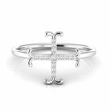 Round Natural Diamond Cross Religious Symbolic Ring