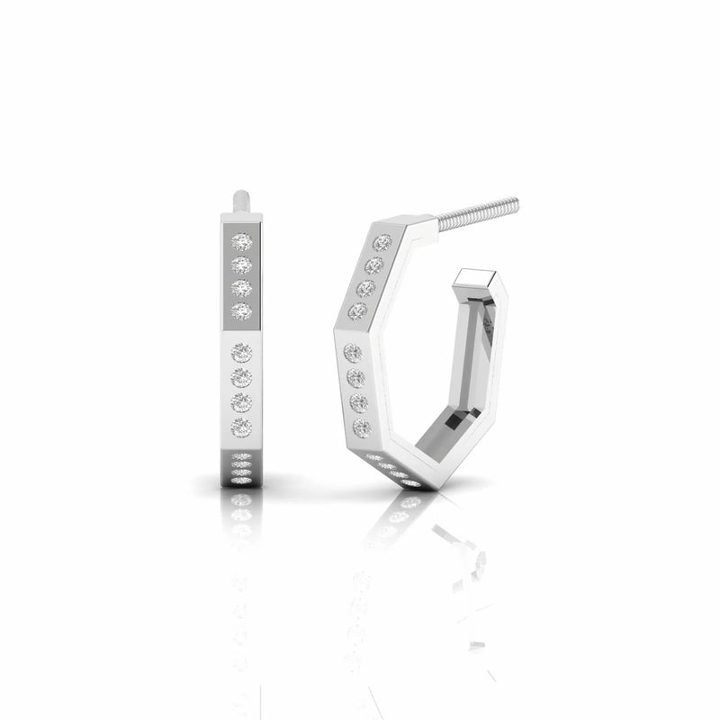 Round Natural Diamond Open Classic Huggie Earrings