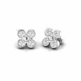 1.27 Carat Bezel Set Natural Diamond Stud Floral Earrings