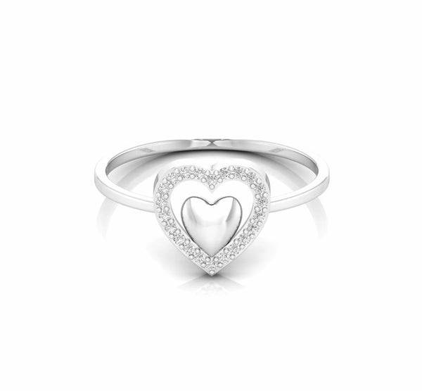 Double Heart Natural Diamond Minimalist Wedding Ring