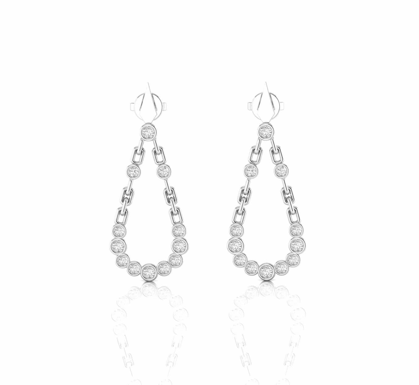 0.68 Carat Bezel Set Natural Diamond Dangling Earrings