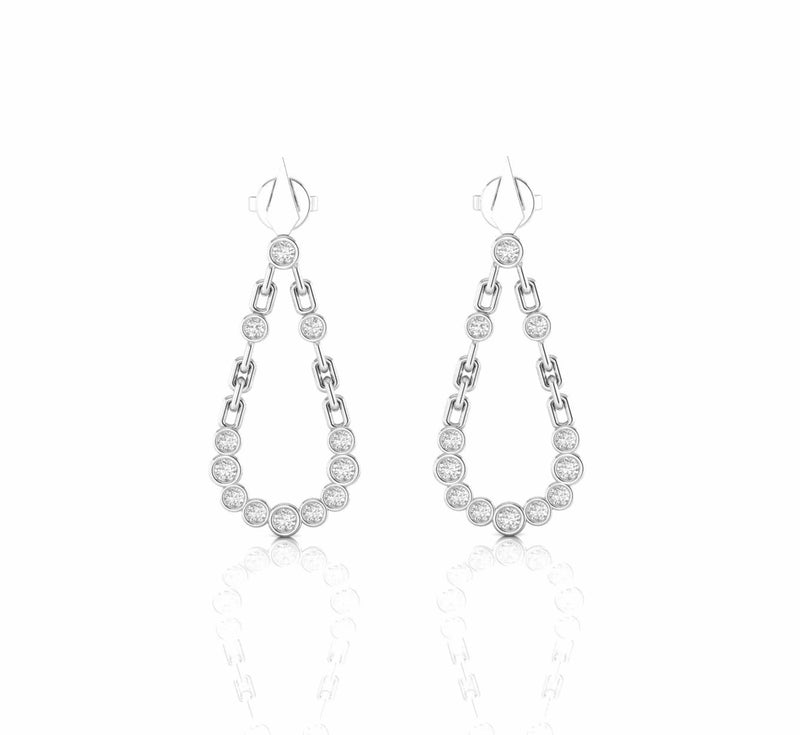 0.68 Carat Bezel Set Natural Diamond Dangling Earrings