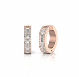 Baguette and Round Natural Diamond Huggie Earrings