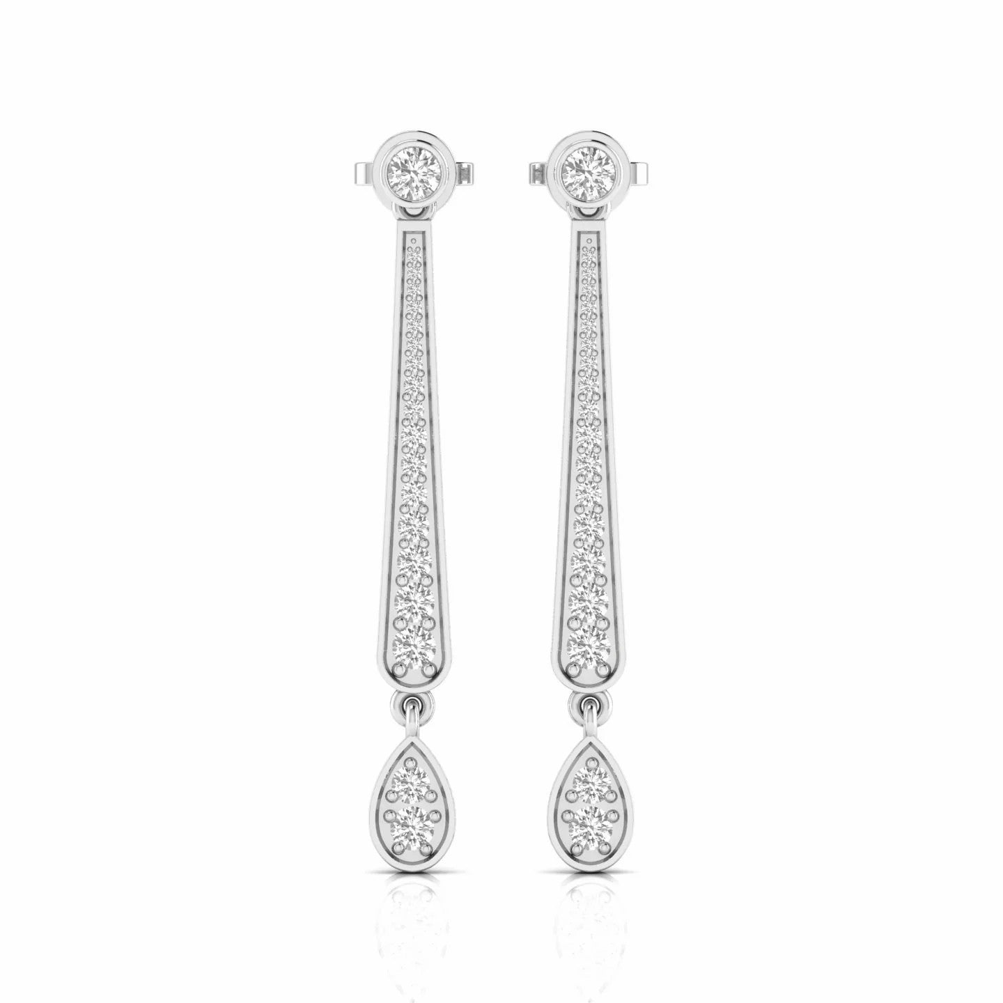 0.98 Carat Round Natural Diamond Drop Earrings