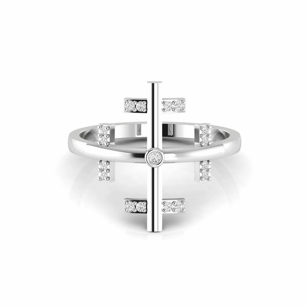 Cross Religious Round Natural Diamond Symbolic Ring