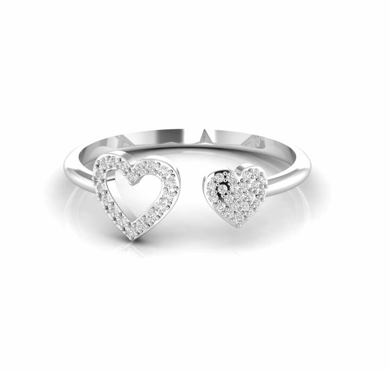 0.18 Carat Cluster Natural Diamond Heart Open Ring