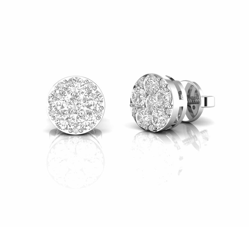 0.70 Carat Cluster Natural Diamond Stud Earrings