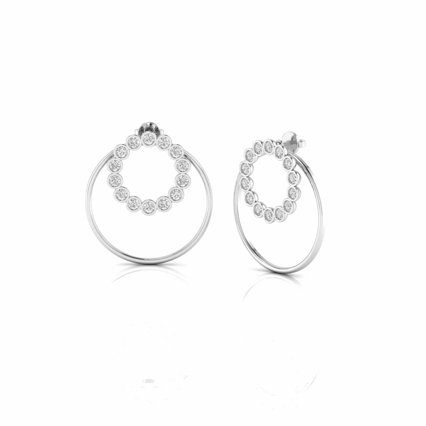 1.93 Carat Bezel Set Natural Diamond Designer Earrings