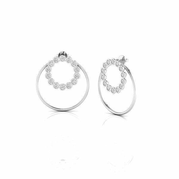 1.93 Carat Bezel Set Natural Diamond Designer Earrings