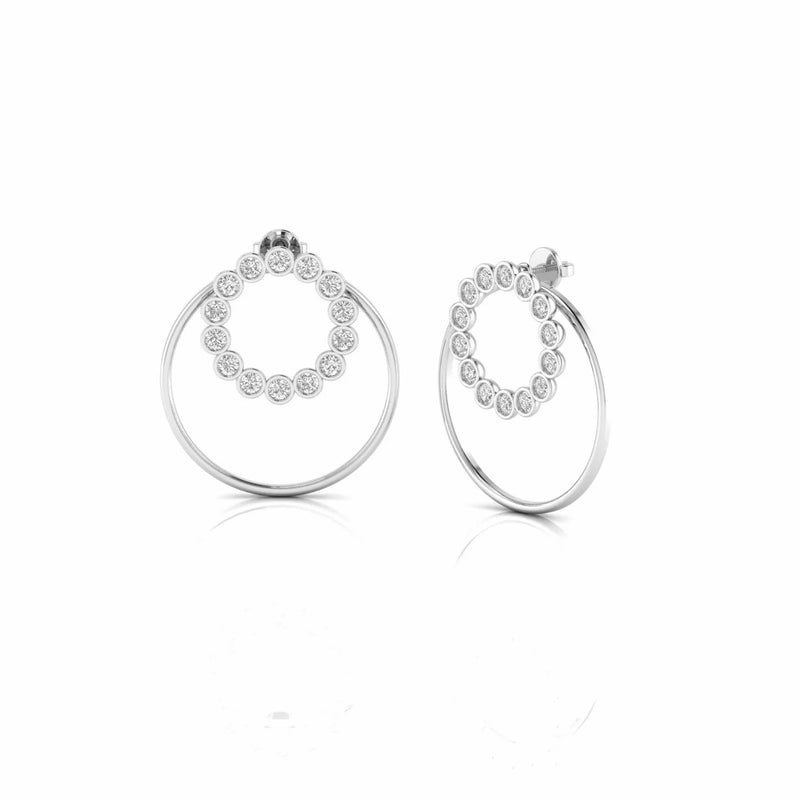 1.93 Carat Bezel Set Natural Diamond Designer Earrings