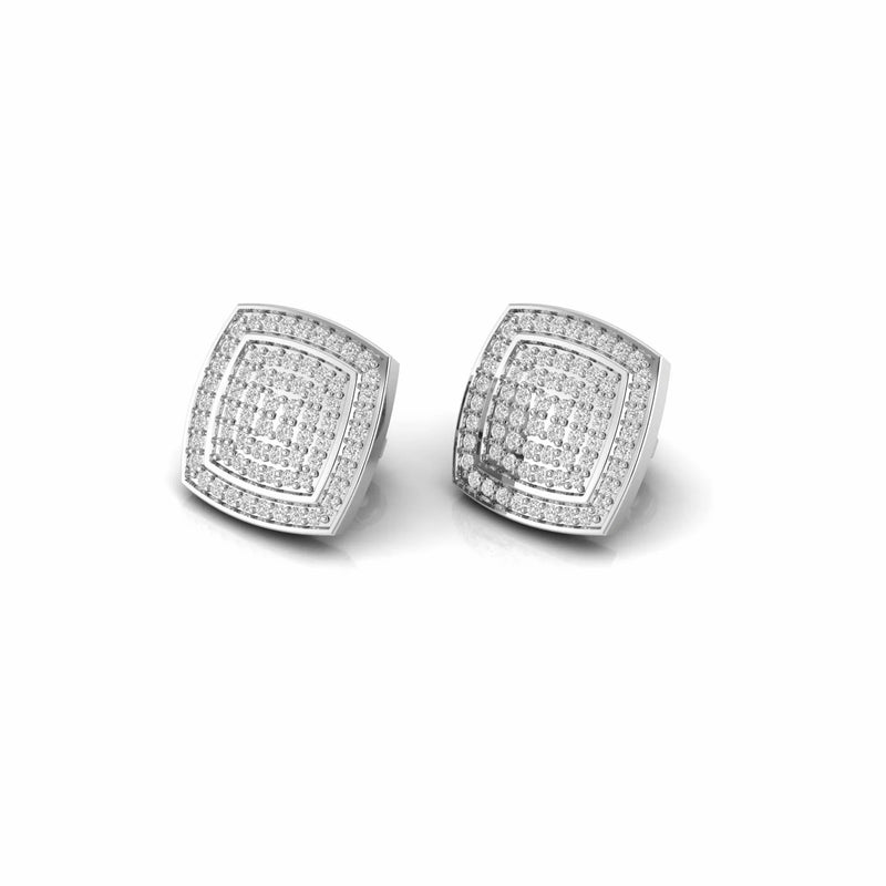 0.73 Carat Cluster Natural Diamond Square Stud Earrings