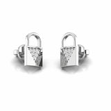 Round Natural Diamond Lock Style Stud Earrings