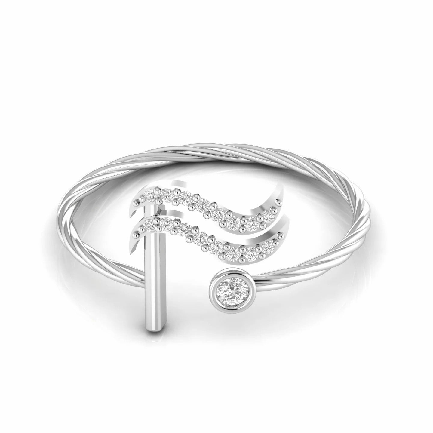 Round Natural Diamond Symbolic Twist Eternity Open Ring