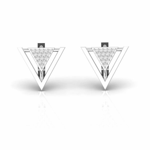 Cluster Natural Diamond Triangle Stud Earrings