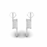 Baguette and Round Natural Diamond Open Classic Huggie Earrings