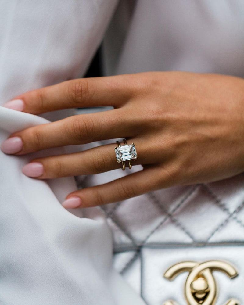 6.2 Carat Emerald Cut Natural Diamond solitaire Gold Ring