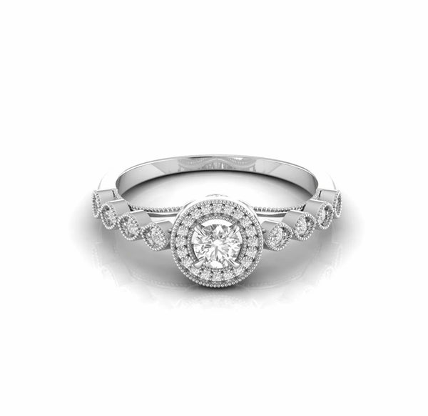 0.40 Carat Natural Diamond Vintage Halo Engagement Ring