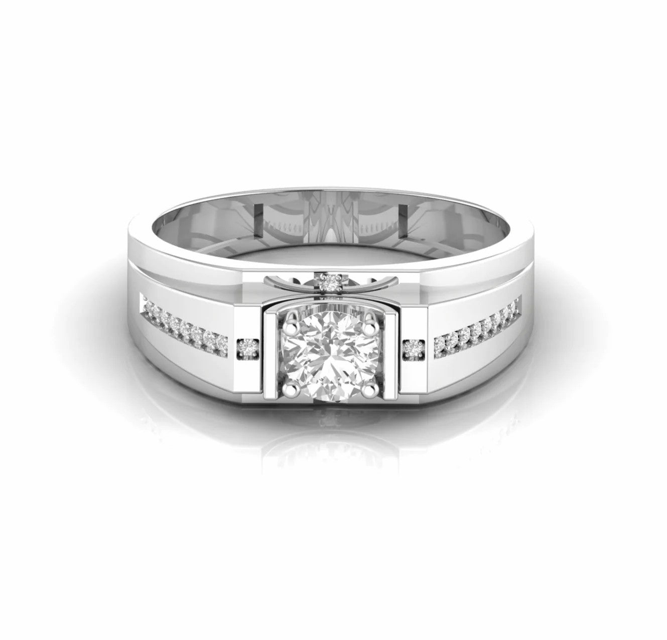 0.60 Carat Round Natural Diamond Engagement Ring For Men