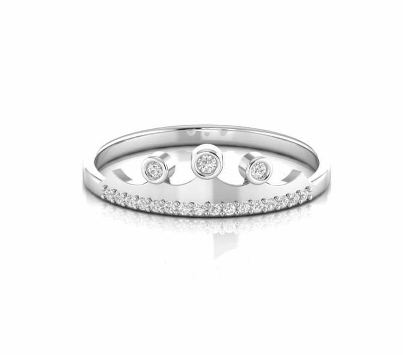 Crown of Queen Natural Diamond Dainty Wedding Ring